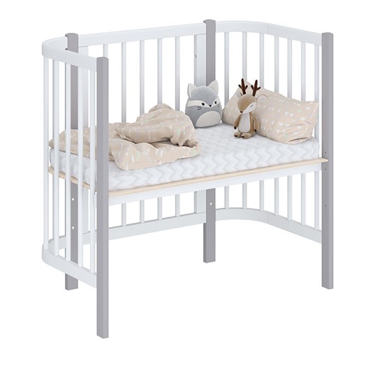 Кроватка детская приставная POLINI Kids Simple 105 Белый / Серый в Кушве - изображение 1