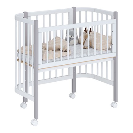 Кроватка детская приставная POLINI Kids Simple 105 Белый / Серый в Ирбите - изображение