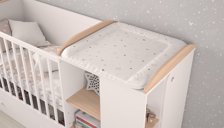 Кровать-трансформер детская с комодом POLINI Kids Ameli 800 Белый / Дуб пастельный, серия AMELI в Ирбите - изображение 4