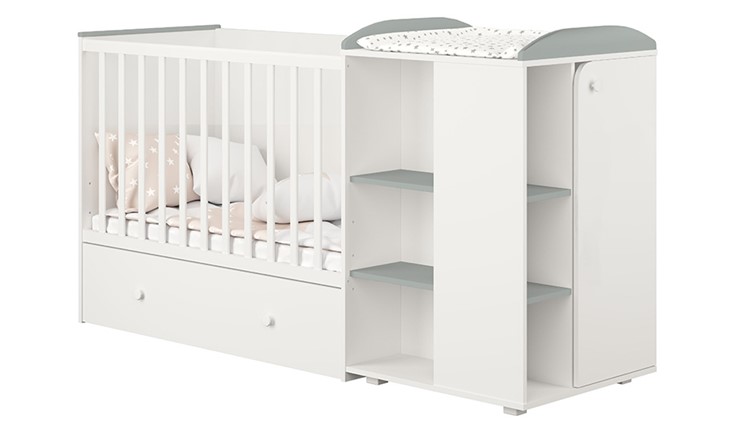 Многофункциональная кровать с комодом POLINI Kids Ameli 800 Белый / Серый, серия AMELI в Полевском - изображение 1