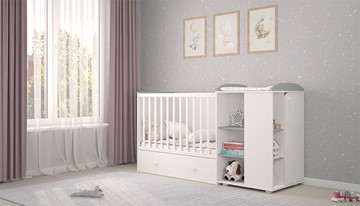 Многофункциональная кровать с комодом POLINI Kids Ameli 800 Белый / Серый, серия AMELI в Ирбите - предосмотр 2