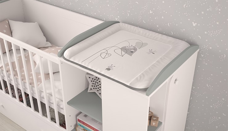 Многофункциональная кровать с комодом POLINI Kids Ameli 800 Белый / Серый, серия AMELI в Кушве - изображение 3