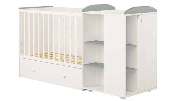 Многофункциональная кровать с комодом POLINI Kids Ameli 800 Белый / Серый, серия AMELI в Ирбите - изображение