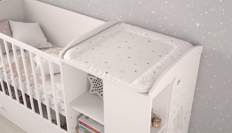 Многофункциональная кровать с комодом POLINI Kids French 800 TEDDY Белый в Артемовском - изображение 5