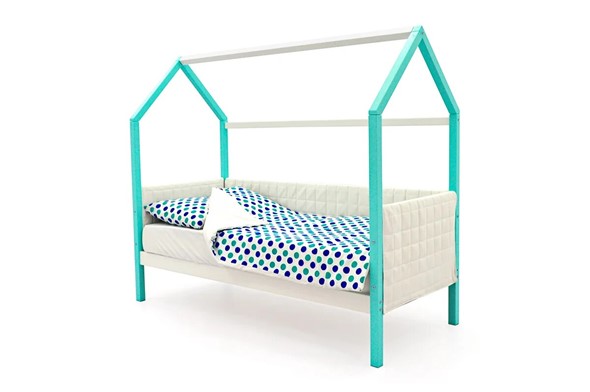 Кровать-домик детская «Svogen мятный-белый» мягкая в Богдановиче - изображение