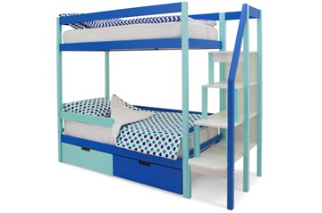 Детская 2-ярусная кровать Svogen мятный-синий в Ревде