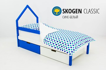 Детская кровать-домик мини Skogen сине-белый в Артемовском