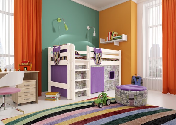 Кровать-чердак в детскую Соня, Вариант 11 Белый в Ирбите - изображение