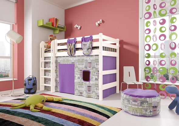 Кровать-чердак детская Соня,  Вариант 5 Белый в Богдановиче - изображение