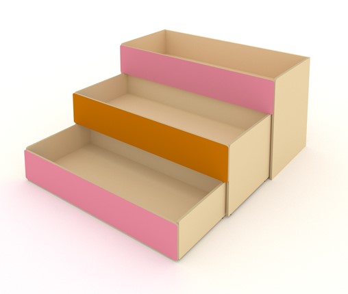 Детская кровать 3-х уровневая КД-3, Беж + Розовый + Оранжевый в Богдановиче - изображение