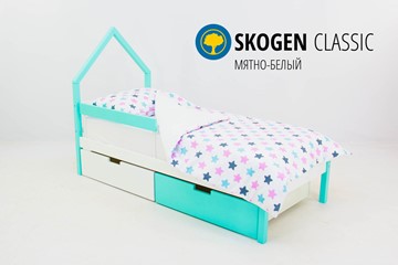 Кровать-домик детская мини Skogen белый-мятный в Екатеринбурге