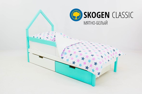 Кровать-домик детская мини Skogen белый-мятный в Екатеринбурге - изображение
