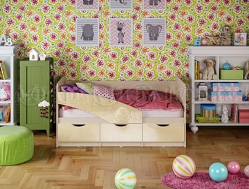 Детская кровать Бабочки 800*1800, Ваниль глянец в Екатеринбурге