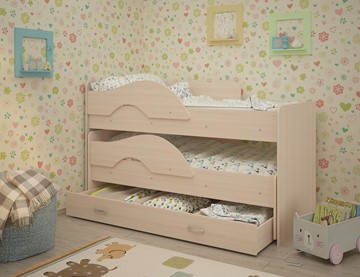 Двухэтажная детская кровать Радуга 1.6 с ящиком, цвет Млечный дуб в Каменске-Уральском