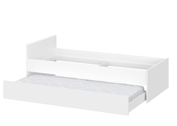 Кровать детская выкатная Токио, белый текстурный (одинарная (0,9х2,0) + выкатная) в Асбесте - изображение