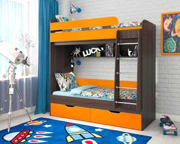 Детская 2-ярусная кровать Юниор-5, каркас Бодего, фасад Оранжевый в Ревде
