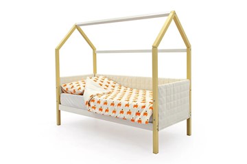 Кровать-домик детская «Svogen бежево-белый» мягкая в Асбесте