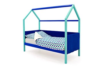 Кровать-домик детская Svogen, мятный-синий мягкая в Каменске-Уральском