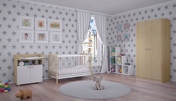 Комплект мебели для детской POLINI Kids Simple №2 Белый / Натуральный в Краснотурьинске - изображение