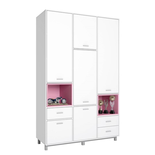 Подростковая мебель POLINI Kids Mirum №4 Белый / Серый / Розовый в Кушве - изображение 1