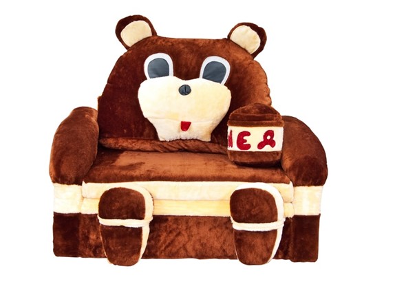 Детский диван Медведь с подушкой, ширина 120 см в Каменске-Уральском - изображение
