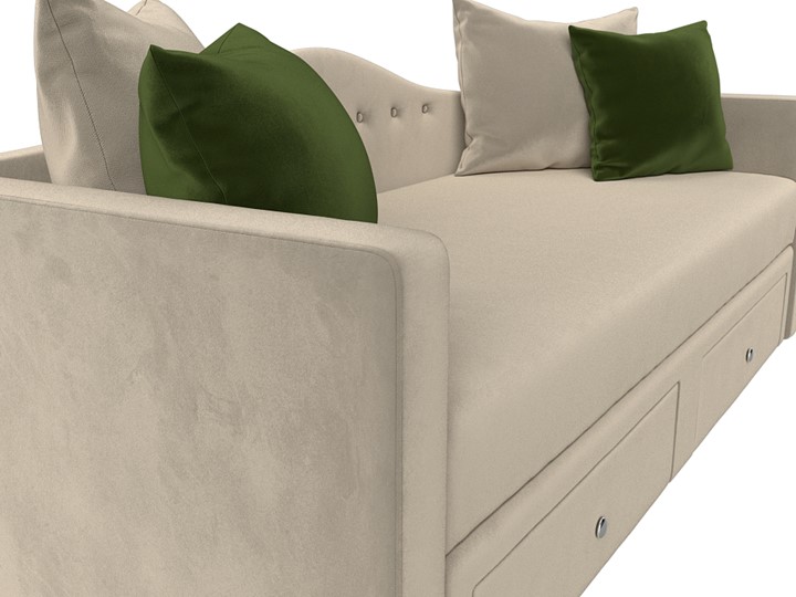 Диван-кровать Дориан, Бежевый/Зеленый (Микровельвет) в Ревде - изображение 3