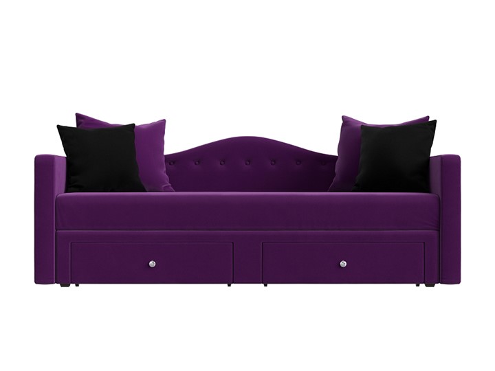 Диван-кровать Дориан, Фиолетовый/Черный (Микровельвет) в Кушве - изображение 1