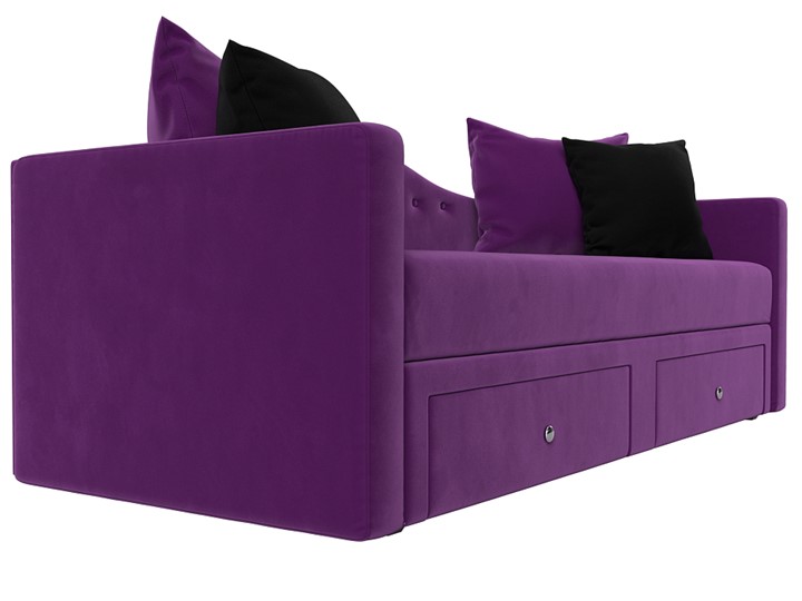 Диван-кровать Дориан, Фиолетовый/Черный (Микровельвет) в Кушве - изображение 2
