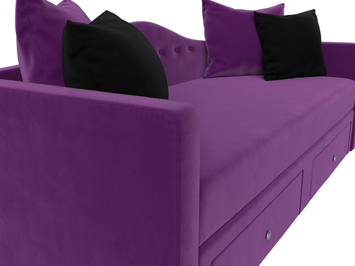 Диван-кровать Дориан, Фиолетовый/Черный (Микровельвет) в Ревде - изображение 3