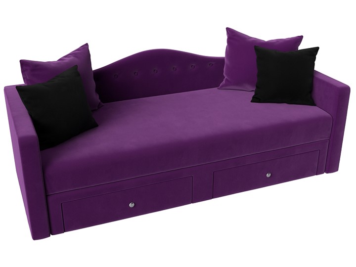 Диван-кровать Дориан, Фиолетовый/Черный (Микровельвет) в Кушве - изображение 4
