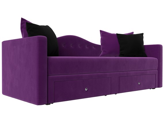 Диван-кровать Дориан, Фиолетовый/Черный (Микровельвет) в Первоуральске - изображение
