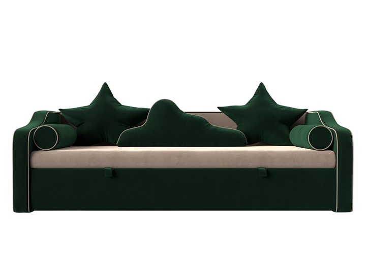 Диван-кровать Рико, Бежевый/Зеленый (Велюр) в Ревде - изображение 1