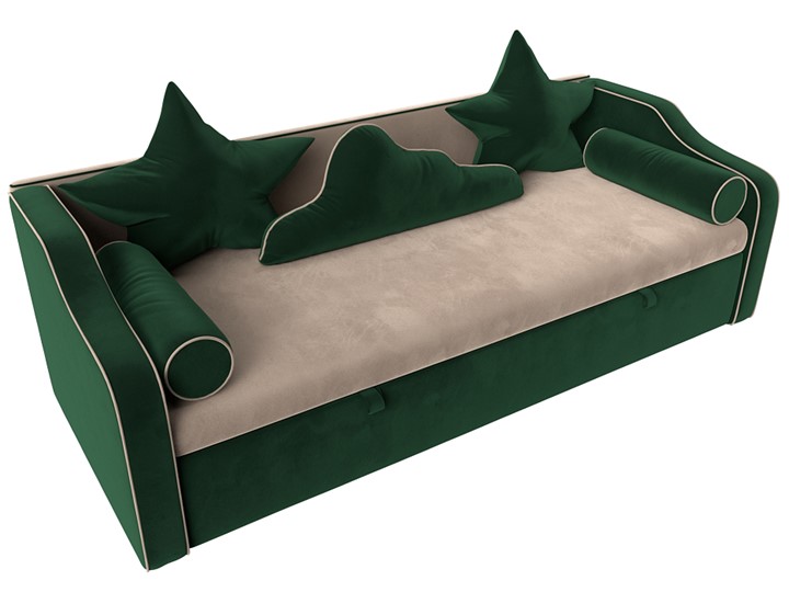 Диван-кровать Рико, Бежевый/Зеленый (Велюр) в Ревде - изображение 4
