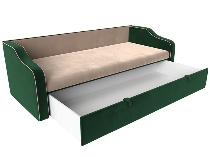 Диван-кровать Рико, Бежевый/Зеленый (Велюр) в Ревде - изображение 5