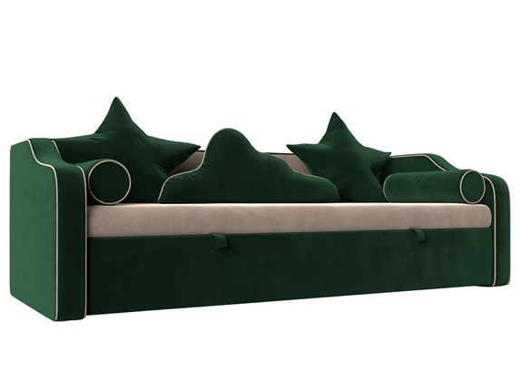 Диван-кровать Рико, Бежевый/Зеленый (Велюр) в Ревде - изображение