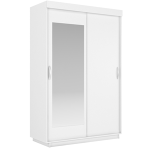 Шкаф 2-х дверный Лайт (ДСП/Зеркало) 1200х595х2120, Белый Снег в Первоуральске
