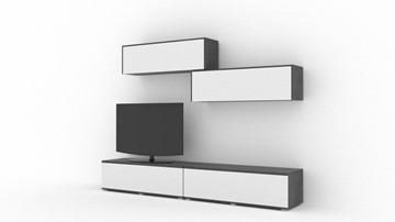 Гостиный гарнитур Куб (Cube), цвет Белый софт, Черный ясень в Кушве - предосмотр 1