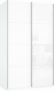 Шкаф 2-дверный Прайм (ДСП/Белое стекло) 1600x570x2300, белый снег в Краснотурьинске