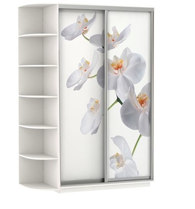 Шкаф Хит, 1500x600x2200, фотопечать, со стеллажом, белая орхидея, белый снег в Каменске-Уральском - изображение