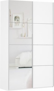 Шкаф 2-х дверный Прайм (ДСП/Зеркало) 1600x570x2300, белый снег в Екатеринбурге