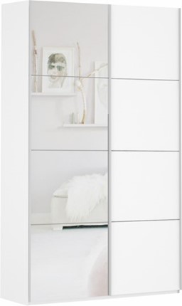 Шкаф 2-х дверный Прайм (ДСП/Зеркало) 1600x570x2300, белый снег в Екатеринбурге - изображение
