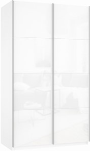 Шкаф-купе Прайм (Белое стекло/Белое стекло) 1200x570x2300, белый снег в Первоуральске