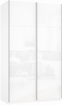 Шкаф-купе Прайм (Белое стекло/Белое стекло) 1200x570x2300, белый снег в Екатеринбурге - изображение