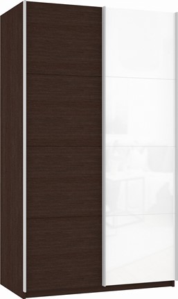Шкаф 2-створчатый Прайм (ДСП/Белое стекло) 1200x570x2300, венге в Кушве - изображение