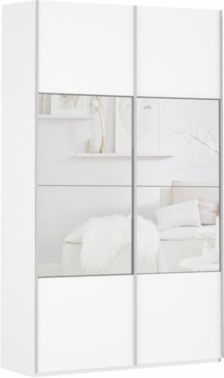 Шкаф 2-х дверный Прайм (ДСП/Зеркало) 1600x570x2300, белый снег в Екатеринбурге - изображение 2