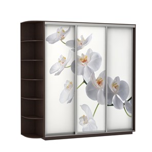 Шкаф 3-створчатый Экспресс со стеллажом, 2100х600х2400, Орхидея белая/венге в Екатеринбурге