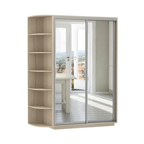Шкаф 2-дверный Экспресс (2 зеркала), со стеллажом 1900x600x2200, шимо светлый в Ревде