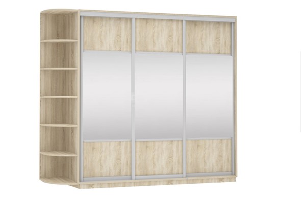 Шкаф 3-створчатый Экспресс (Комби), со стеллажом 2100х600х2200, дуб сонома в Екатеринбурге - изображение