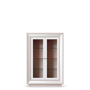 шкаф 2-х дверный (2 стеклодвери) низкий Прато 998, Ясень светлый \ жемчуг в Североуральске