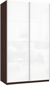 Шкаф 2-х створчатый Прайм (Белое стекло/Белое стекло) 1200x570x2300, венге в Асбесте